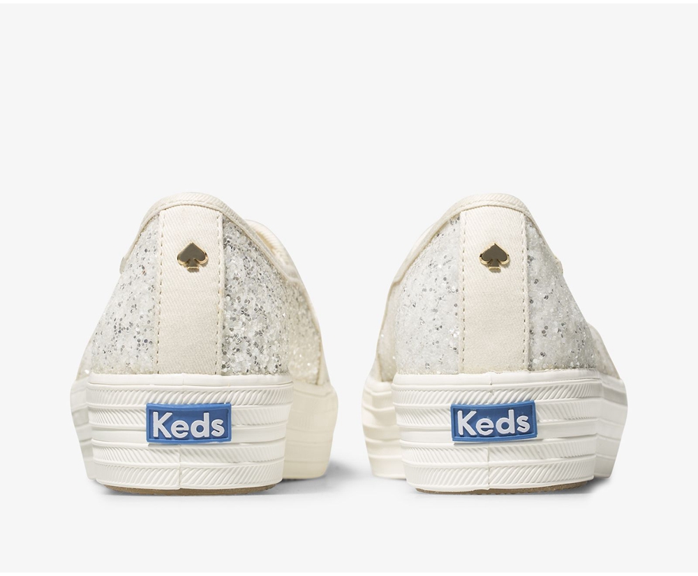 Keds Slip Ons Damen Weiß - Kate Spade New York Triple Decker Glitter - DNT-981432